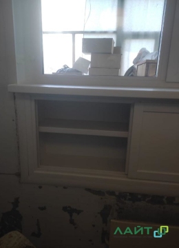 Установка окна, шкаф под окном